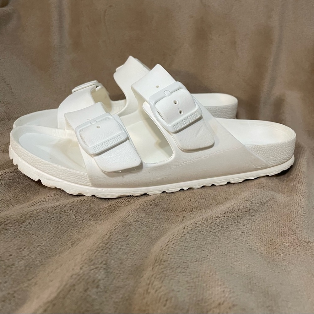 Birkenstock White EVA Arizona Two-Strap Slide Sandals. - Picture 2 of 10